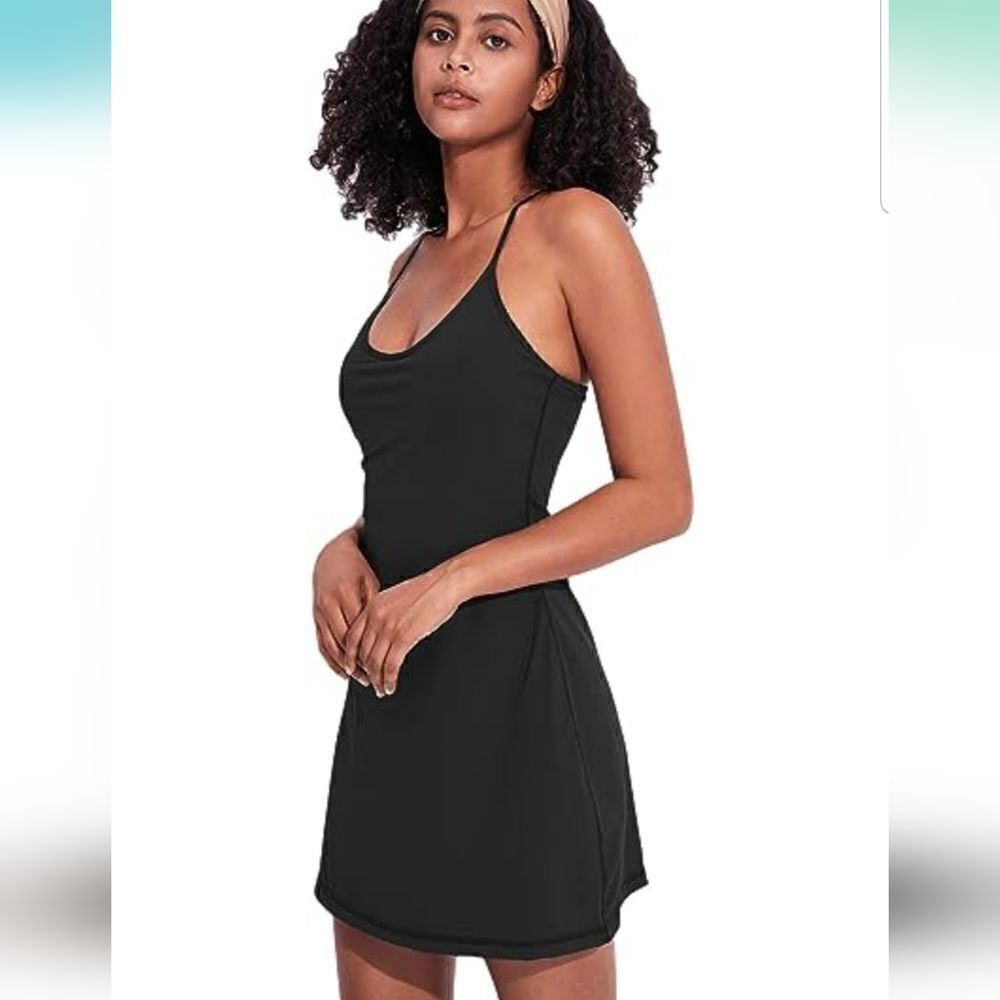 COOLRUN Women's Tennis Dress with Built-in Bra Sleeveless Exercise Workout XL